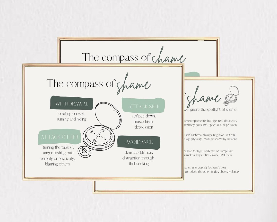 Compass of Shame, Worksheet Guide, Shame Worksheet, Instant Download Tools for Clients Working