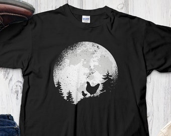 Chickens moon chicken shirt farmer gift hen chicken coop chick rooster tshirt