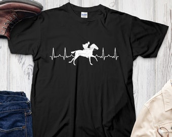 Reiter T-Shirt Pferde Reiten Geschenk Pferd Herzschlag Reitsport Shirt