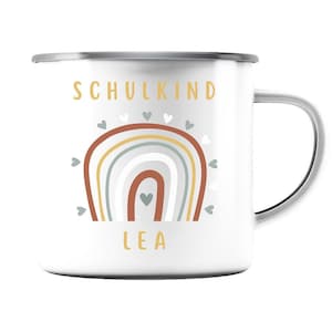 Enrollment School Child Mug Personalized Girl Name School Gift - Enamel Mug (Silver)