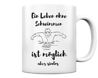 Uma vida sem natação é possível, mas sem sentido - Caneca Nadador brilhante