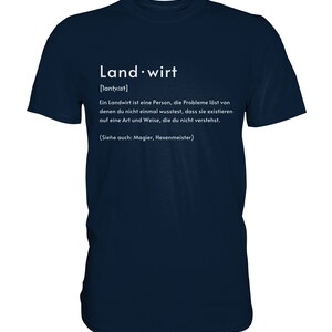 Idea de regalo de camiseta de conductor de tractor de transcripción fonética de agricultores de definición de granjero camisa premium Navy