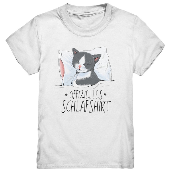 Offizielles Schlafshirt Katze T-Shirt Katzen Schlafanzug - Kindershirt