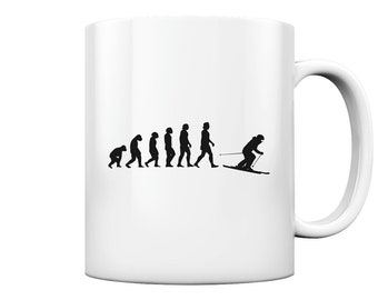 Skier Evolution Skiing Gifts Ski - Mug and Coffee Mug Glossy