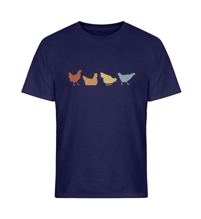 T-shirt Poulet Retro Farmer Poulet Navy