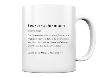 Firefighter Definition Fire Department Phonetic Transcription Volunteer Gift - Mug and Coffee Mug Glossy Personalised