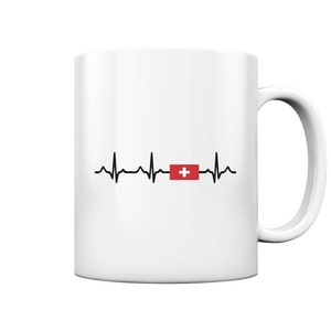 Schweiz Herzschlag Schweizerische Flagge Zürich Geschenke - Tasse und Kaffeebecher Glossy