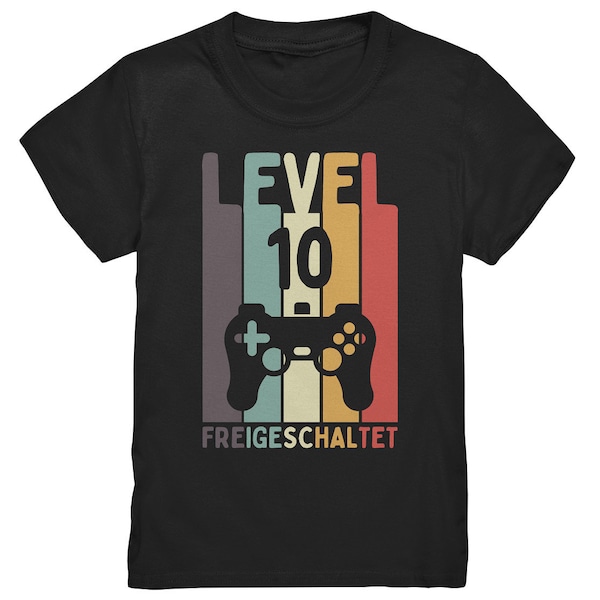 Level 10 Freigeschaltet Geburtstagsshirt Gamer Gaming T-Shirt Personalisiert - Kids Premium Shirt