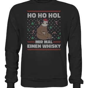 Ugly Christmas Faultier Weihnachtsmütze Whisky Lustige Sprüche Sweater - Basic Sweatshirt