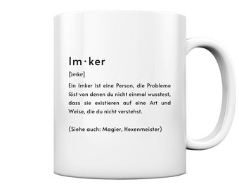 Imker Definition Bienen Lautschrift Imkern Biene Geschenk Imkerei - Personalisierte Tasse und Kaffeebecher Glossy