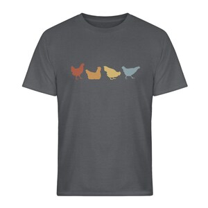 T-shirt Poulet Retro Farmer Poulet Charcoal (Solid