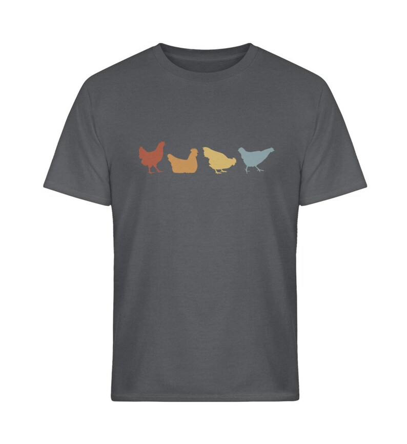 T-shirt Poulet Retro Farmer Poulet Charcoal (Solid