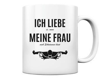 Eu adoro nadar, ideia de presente para golfinhos, nadador - xícara e caneca de café brilhante