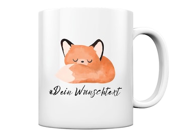 Personalized fox mug, animal, forest, name drinking cup, foxes, desired text, forest animals - gift idea for children