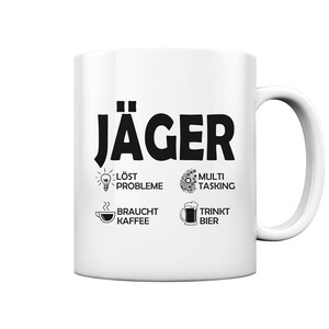 Caçador resolve problemas profissões caça dizendo presentes florestais de caça - xícara e caneca de café