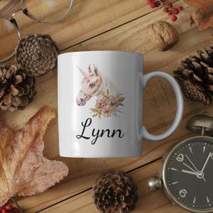 Taza infantil de unicornio con nombre personalizado y texto deseado - Taza brillante