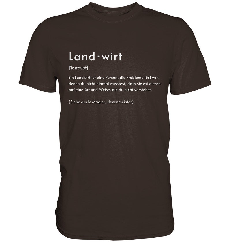 Idea de regalo de camiseta de conductor de tractor de transcripción fonética de agricultores de definición de granjero camisa premium Marrón