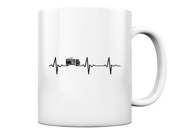 Fire Department Heartbeat Firefighter Line Fireman Gifts - Cup and Coffee Mug Glossy