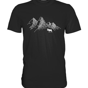 Moose T-Shirt Mountains Moose Gifts Reindeer Scandinavia Antlers Premium Shirt