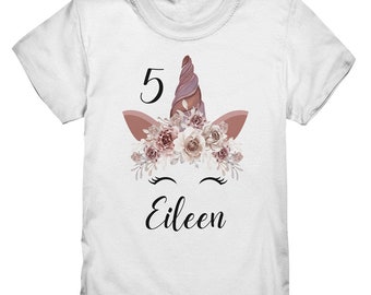 T-shirt unicorno anno personalizzato ragazze nome unicorni pony primi nomi camicia di compleanno