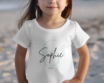 Mädchen T-Shirt Geburtstag Personalisiert Jahreszahl Datum und Name Geschenk Kinder Shirt