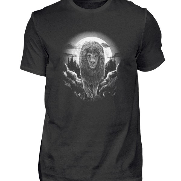 Löwe Afrika Löwen Raubtiere Vollmond - Herren Shirt