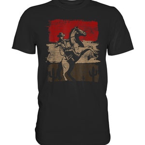 Western Riding Vintage Horse Rider Horse Retro Gift Idea T-Shirt - Premium Shirt