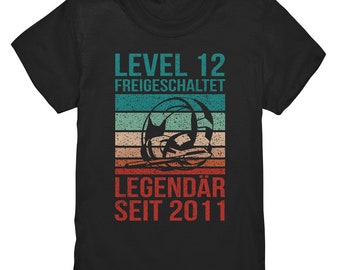 Level 12 Freigeschaltet Gaming T-Shirt 12 Jahre Personalisiert Zocken Gamer Geschenk - Kids Premium Shirt