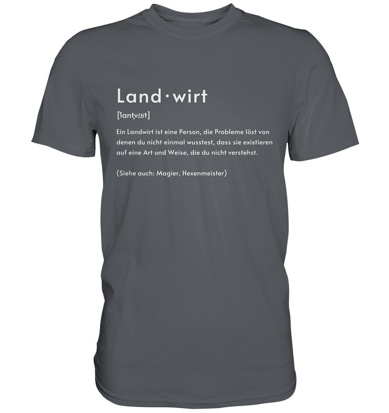 Idea de regalo de camiseta de conductor de tractor de transcripción fonética de agricultores de definición de granjero camisa premium Dark Grey