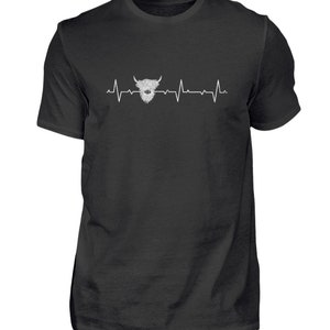 Highland Cattle Heartbeat Cows Farm Gift Cow Highland Cattle Farmer Cow Motif Cattle - Men&#39;s Shirt