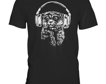 Headphones Meerkat Listens to Music T-Shirt - Men's Premium Shirt