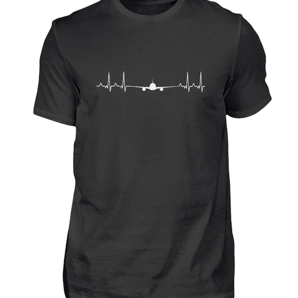 Flugzeug, Flugzeuge, Herzschlag, Luftfahrt, Pilot, Fliegen, Piloten, Flughafen, Flieger, Geschenk, Geschenkidee T-Shirt - Herren Shirt