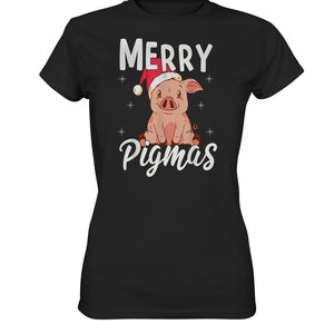 Pig Christmas Pigs Animals Gift T-Shirt - Ladies Premium Shirt