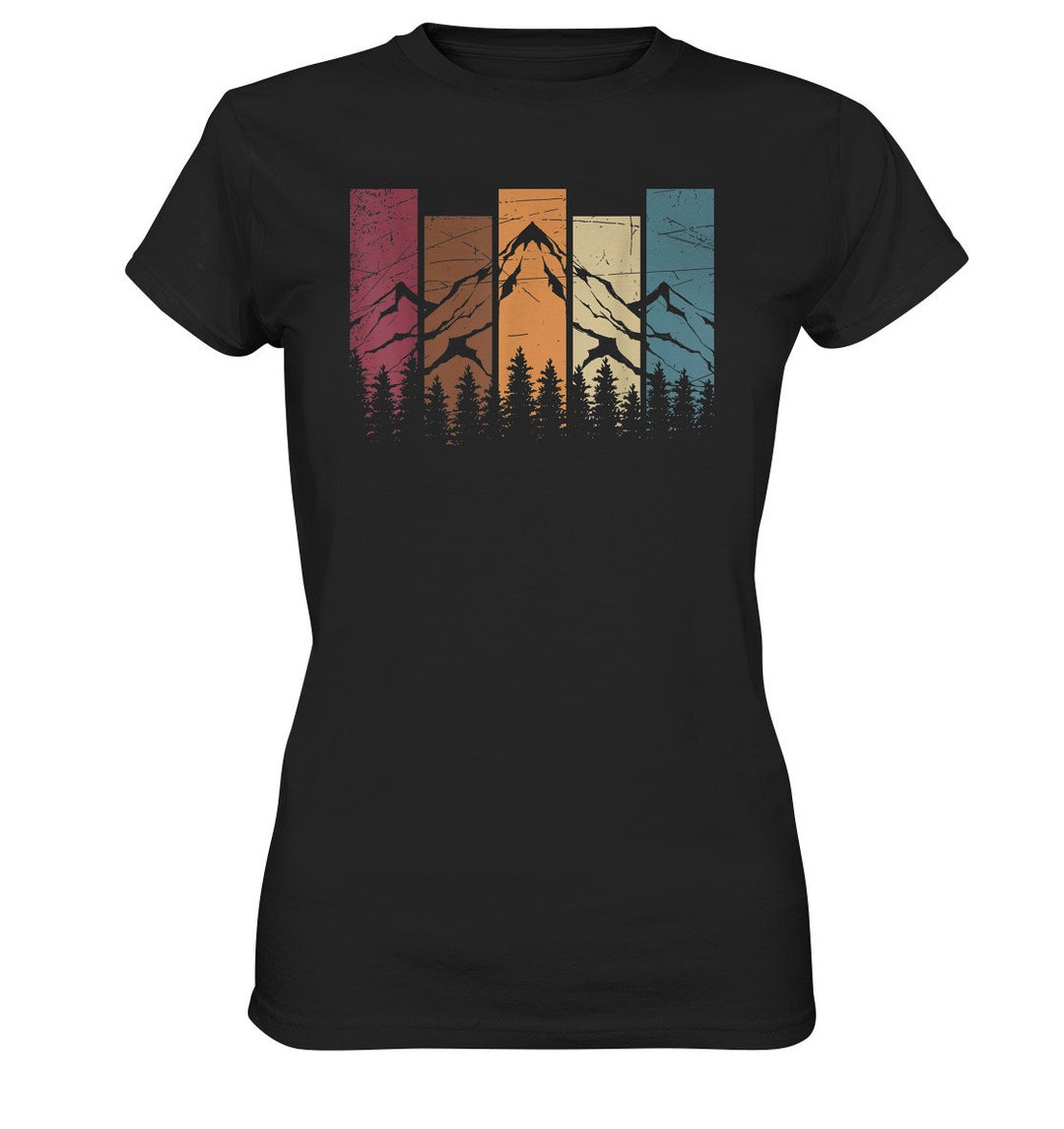 Colorado Mountains Hiking T-Shirt - Retro Vintage Nature Design For Men & Women (Black, Sizes S-XXL)