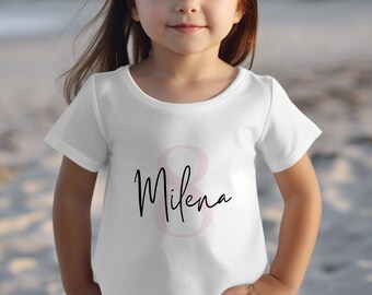 T-Shirt Birthday Personalized Year and Name for Girls Boys Gift Kids Shirt