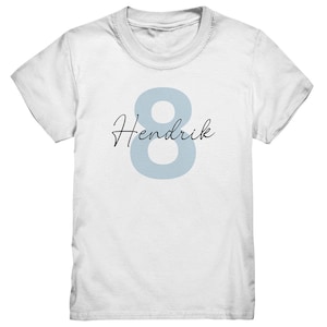 T Shirt Geburtstag Personalisiert Zahl und Name für Jungen Geschenke Geburtstagsshirt Junge Weiß