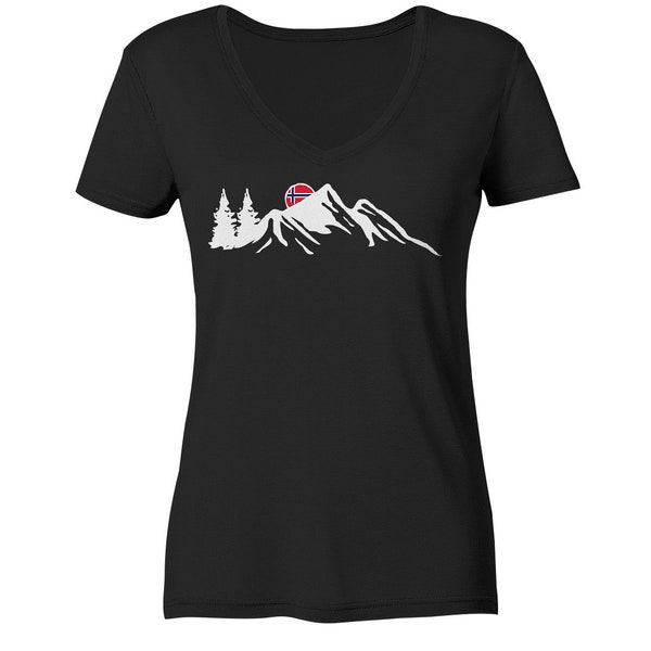 Norwegen T-Shirt Norwegisches Damen Tshirt Norwegische Flagge Skandinavien Oslo - Ladies V-Neck Shirt