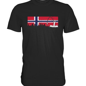 Fiske-T-shirt Norge Skandinavien Oslo Norsk T-shirt Norsk Flagga Fiskare - Premium T-shirt