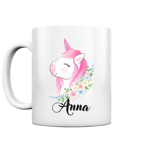 Tazza per unicorno personalizzata con nome per bambini Tazza per ragazze  con unicorni regalo per bere compleanno lucida -  Italia