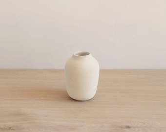 Natural Clay Vase; Small White Vase; Clay Vase; Clay Bud Vase