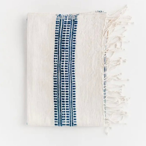 Aden Handwoven Cotton Hand Towel, Blue handspun, cotton hand towel.