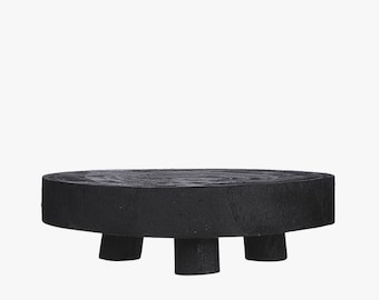 Bink Wood Pedestal, Black, Medium; Decorative Wood Pedestal, Black Wood Plant Stand
