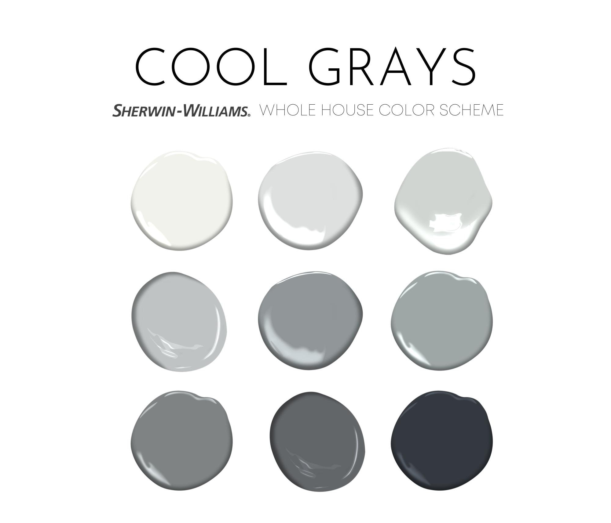 Cool Grays Sherwin Williams Paint Palette Interior Paint - Etsy