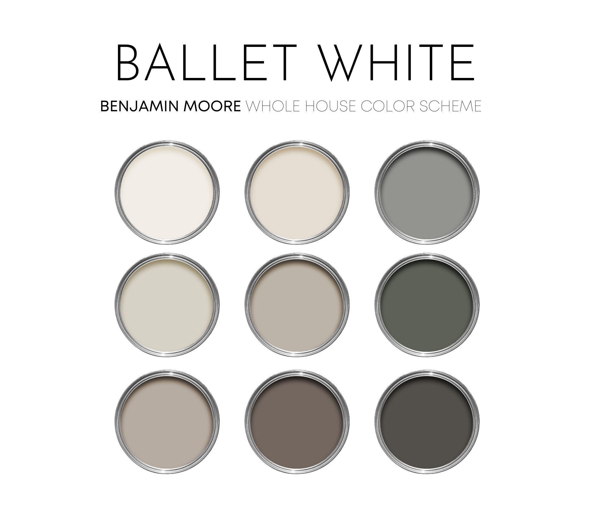 Ballet White Paint Palette, Benjamin Moore, Whole House Interior