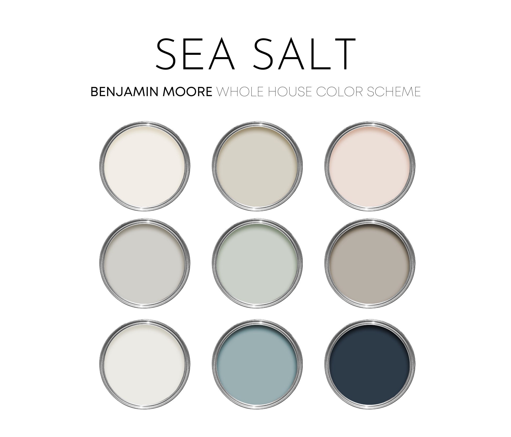 Sea Salt Benjamin Moore Paint Palette Modern Coastal Interior Paint ...