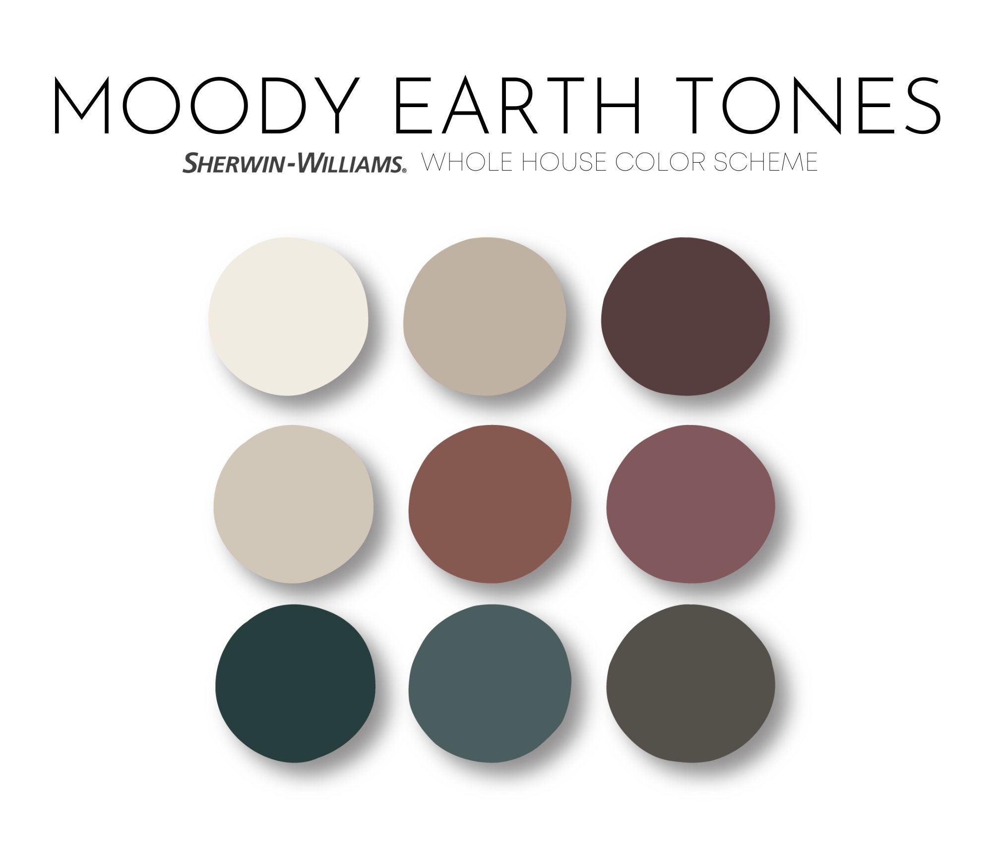 Moody Earth Tones Sherwin Williams Paint Palette Interior Etsy Canada