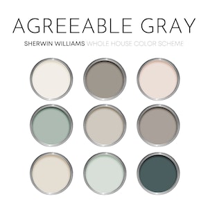 Agreeable Gray Sherwin Williams Paint Palette - Modern Neutral Interior Paint Colors for Home - Coordinating Interior Design Color Palette