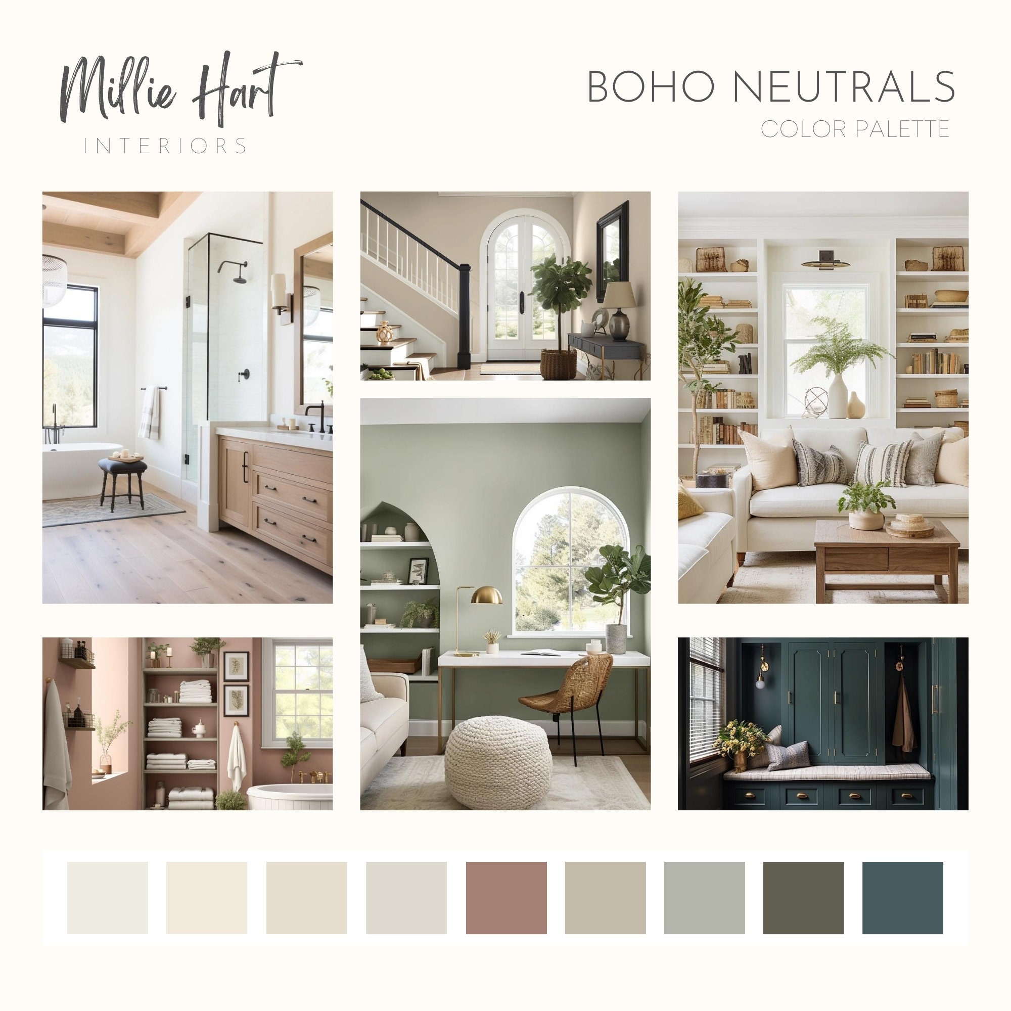Boho Neutrals Benjamin Moore Paint Palette, Interior Paint Colors for ...