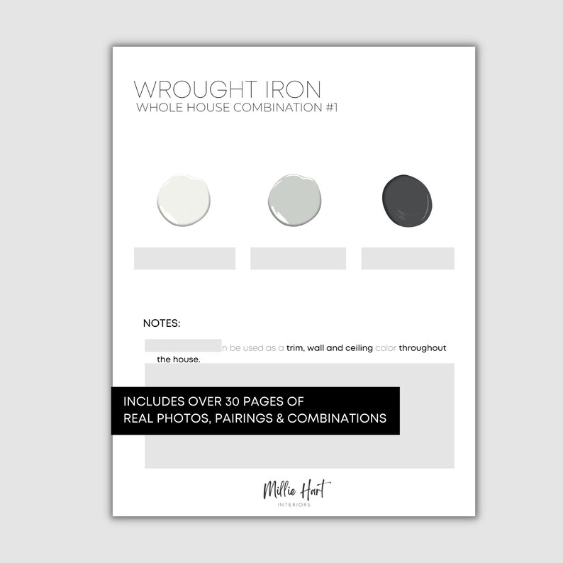 Wrought Iron Benjamin Moore Paint Palette Lake House Color - Etsy