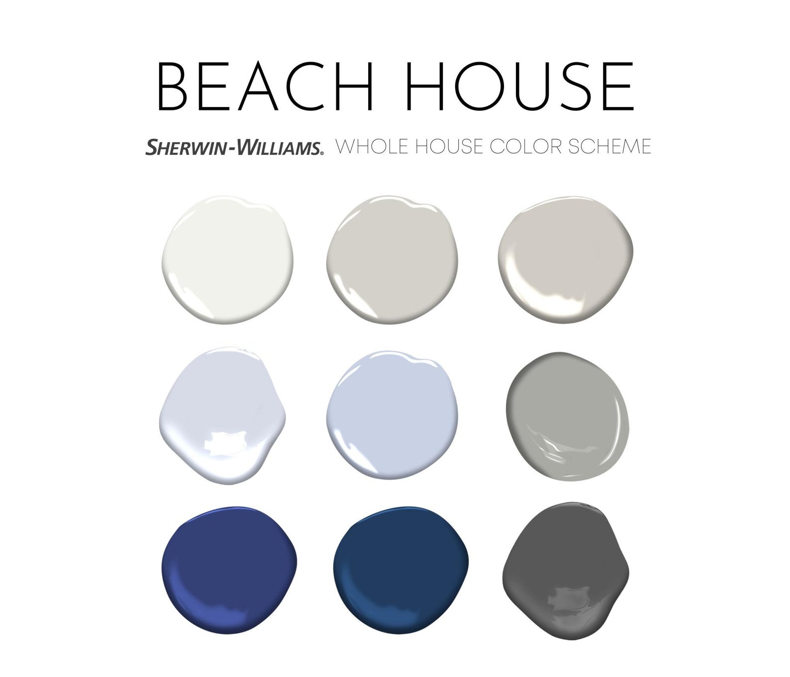 Beach House Sherwin Williams Paint Palette Coastal Interior - Etsy